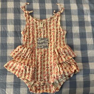 Kate Quinn Pink and Cream Kids One Piece